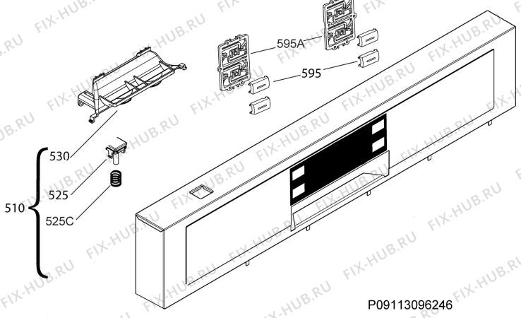 Взрыв-схема посудомоечной машины Electrolux ESI6527LOW - Схема узла Command panel 037